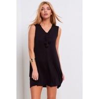 alba bow knot flared swing dress