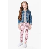 All Over Heart Leggings - red