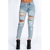 All Over Ripped 7/8th Jeans - blue