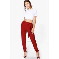 Alice Tie Waist Tapered Trouser - merlot