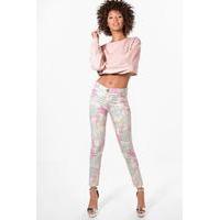 all over printed twill jeans multi