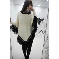 alaynie soft knitted colour block poncho