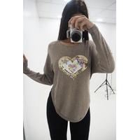 alayna sequin heart round hem jumper