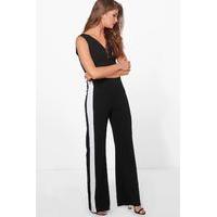 Alish Wide Leg Side Panel Trousers - black