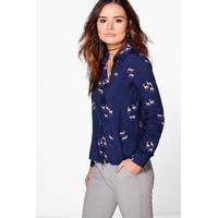 all over print woven shirt navy