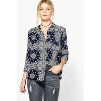 All Over Printed Blouse - navy