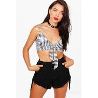 Alice Gingham Knot Front Crop Top - multi