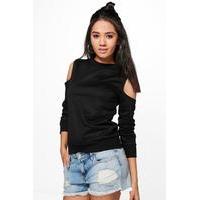 Ally Open Shoulder Sweat - black