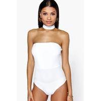 Allie Detachable Choker Bandeau Bodysuit - ivory