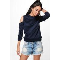 ally open shoulder sweat navy