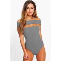 Alison Off The Shoulder Rib Body - grey