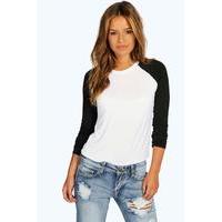 alisha raglan long sleeve top black