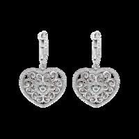 ALLURE FILIGREE HEART STERLING SILVER & WHITE CRYSTAL EARRINGS