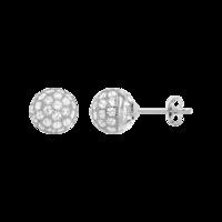 ALLURE 10mm SPHERE STERLING SILVER & WHITE CRYSTAL EARRINGS