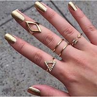 Alloy Golden Plated Adjustable Ring Set (Set of 5)