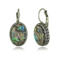 Alloy Earring Vintage Feather Oval Drop Earrings Daily 2pcs