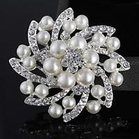 alloysilver platedimitation pearl broochfashion all match flower brooc ...