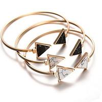 Alloy Trangle Natural Stone Gem Adjustable Cuff Bangle Bracelet Christmas Gifts