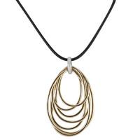 Al Coro Necklace Black leather And 18ct White Gold Clasp