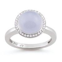 Al Coro 18ct White Gold 4.84ct Chalcedony 0.16ct Diamond Pave Set Ring