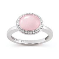 al coro 18ct white gold 358ct pink quartz 015ct diamond oval ring