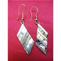 Alpaca Mexican White Metal and Mother of Pearl Earrings