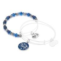 ALEX AND ANI Peacy Navy Art Infusion Set of 2 Charm Bangles A16HS03SS
