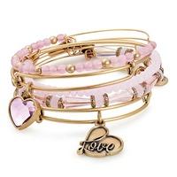 alex and ani alive with love gold finish pink bead five bangle set a17 ...