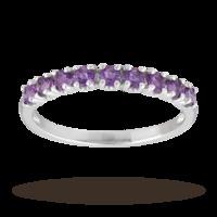 Amethyst Eternity Ring in 9 Carat White Gold - Ring Size K