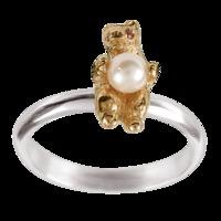 amulette 9ct gold plated dancing bear ring ring size n
