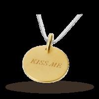 Amulette Gold Plated Engraved Kiss Me Disk Pendant