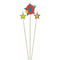 Amscan International Birthday Candles On Sticks 0 Stars, Pack Of 3