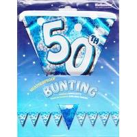 Amscan International Blue Sparkle Party 4 M Bunting Flag Banner 50th