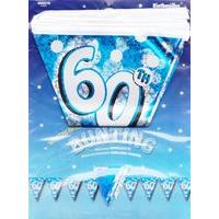 Amscan International Blue Sparkle Party 4 M Bunting Flag Banner 60th