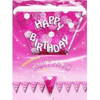Amscan International Pink Sparkle Party 4 M Bunting Flag Banner Happy Birthday
