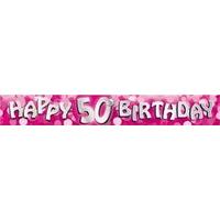 Amscan International Pink Sparkle Party Banner Happy 50th Birthday