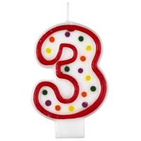 amscan polka dots number candle 3