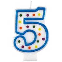 amscan polka dots number candle 5