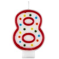 amscan polka dots number candle 8