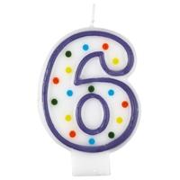 amscan polka dots number candle 6