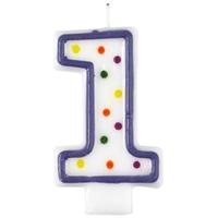 amscan polka dots number candle 1