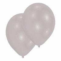 Amscan 27.5cm 10 Latex Balloons, Metallic Silver