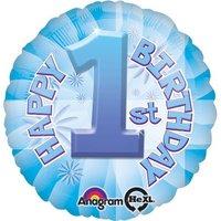 amscan happy 1st birthday circle foil balloon hs40 blue