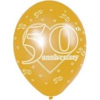 amscan international golden anniversary 275cm latex balloons pack of 6