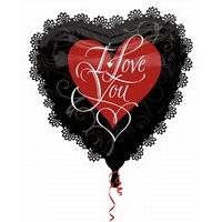 Amscan International Love Intricate Foil Balloon, Black/ Red