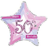 amscan international pink shimmer 19 inch happy 50th birthday foil bal ...