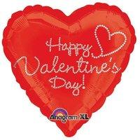 Amscan International Silver Dotted Happy Valentines Day Foil Balloon