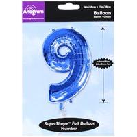 amscan international s shape number 9 balloon blue