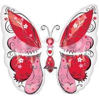 Amscan International Whimsical Hearts Butterfly Foil Balloon