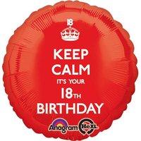 Amscan Keep Calm It\'s Your 18th Birthday Foil Balloon Hs40, Red